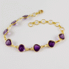 Amazing Amethyst Brass Bracelet L - BZB999 18K Gold Plated Cut Trillion Shape 8x8mm Bezel Setting Brass Bracelet